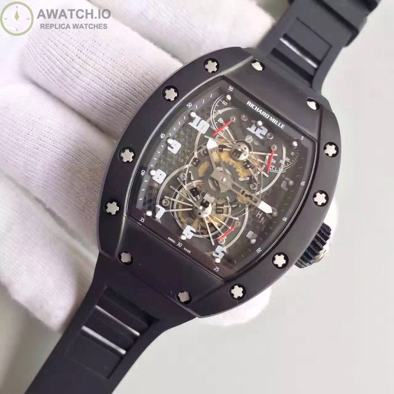 Replica Richard Mille RM022 Aerodyne Dual Time Zone PVD Skeleton Dial ...