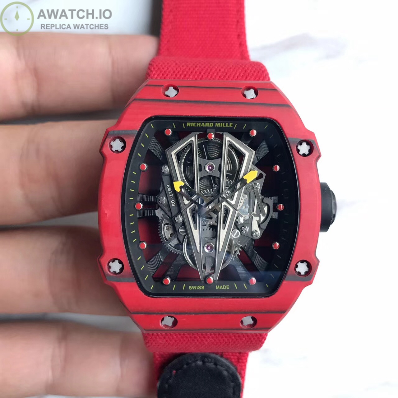 Replica Richard Mille RM27-03 Rafael Nadal KL Red Forged Carbon Black ...