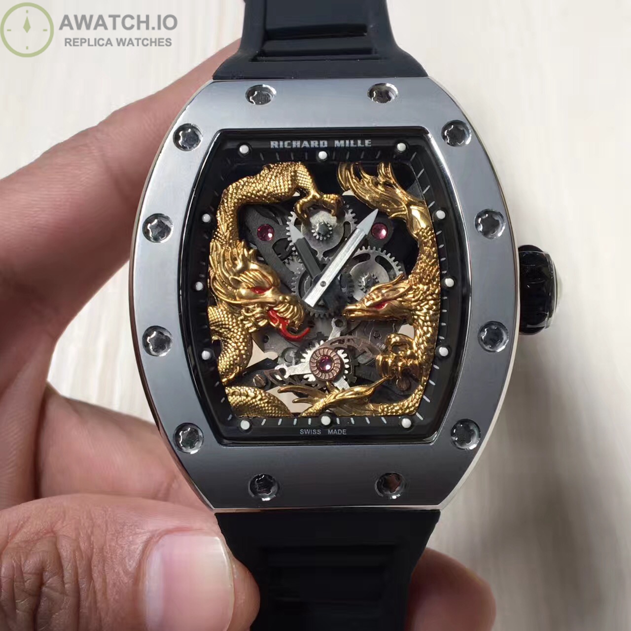 Replica Richard Mille RM57-01 Jackie Chan Stainless Steel Yellow Gold ...